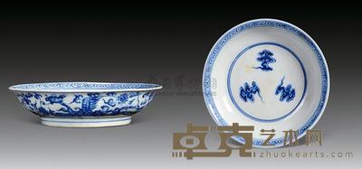 明 青花凤纹盘 直径12cm