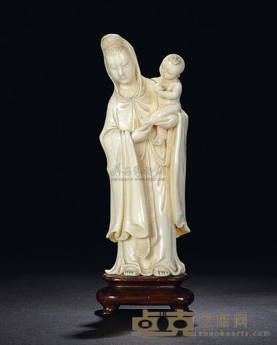 民国 象牙雕送子观音 高18cm