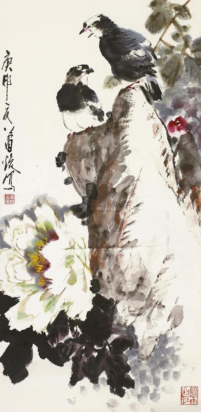 万焕 花鸟 镜片