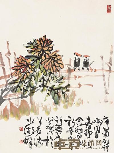 许麟庐 花鸟 镜片 92×69cm