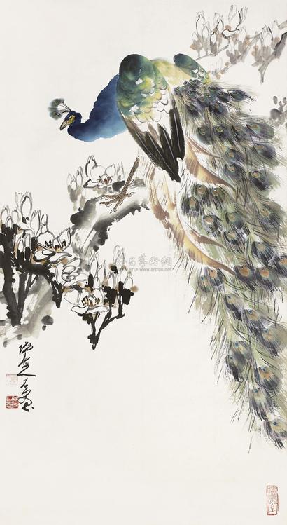 石愚 孔雀 立轴