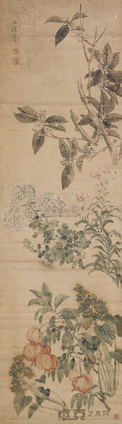 顾洛 花卉 镜片 104×30cm