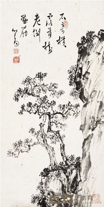 奇石老树图 58×30cm