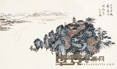 江山帆影图 25×43cm