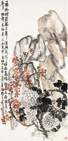 桃花绣球图
