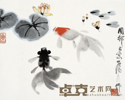 莲塘鱼乐图 29.5×36.5cm