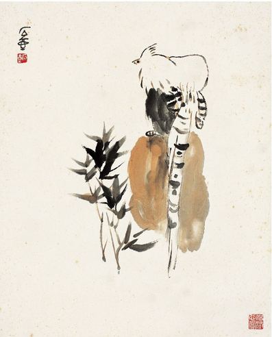 竹石锦鸡图