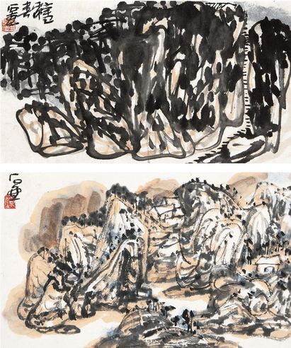 天梯图·山乡小景图