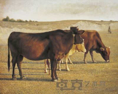 草原牧牛 80×100cm