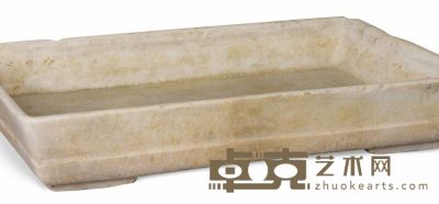 清·汉白玉层叠式长方形石盆 57.5×36.5×10cm