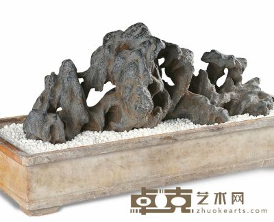 清·汉白玉束腰长方形赏石盆 58×24×30cm 总高 48cm