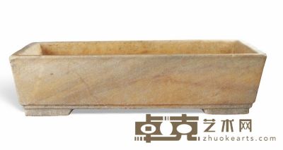 清·汉白玉盆底起线长方形石盆 99×50.5×25cm