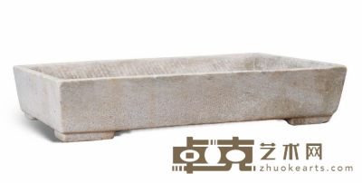 清·汉白玉长方形石盆 69×45×13cm