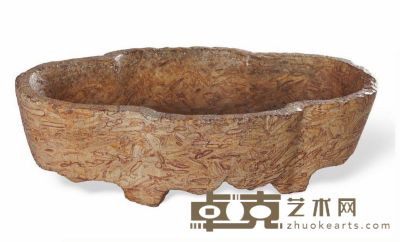 明·柳叶石菱花形石盆 50×28×14cm