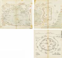 杭州西湖地图、东阳县城池图等二种