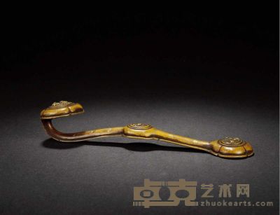 清·铜鎏金洒金如意 长：25.8cm