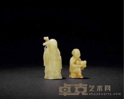 清·寿山石寿星童子雕件 1.高：6.5cm 2.高：4.9cm