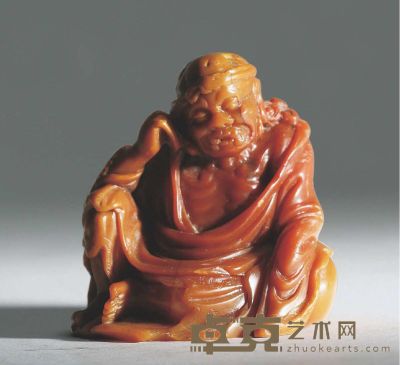 清 寿山石雕达摩像 高: 4.2cm