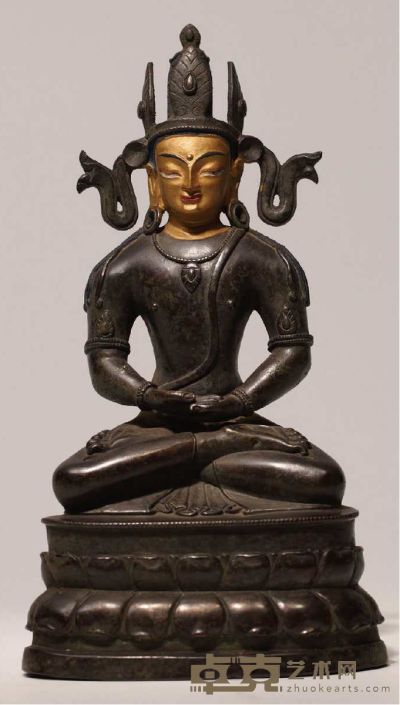后弘初期 铜泥金毗卢遮那佛坐像 高: 25cm