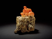 清·珊瑚雕狮摆件