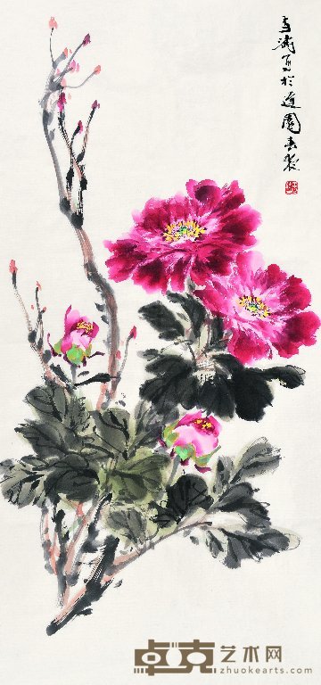 王雪涛 牡丹图 镜心 96×45.5cm