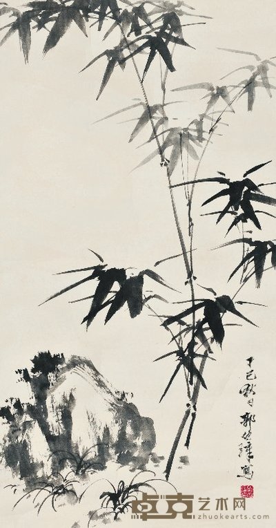 郭传璋 1977年作 墨竹图 立轴 77.5×44.5cm