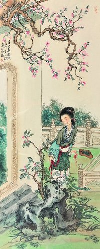 徐操 1931年作 桃花仕女 镜心