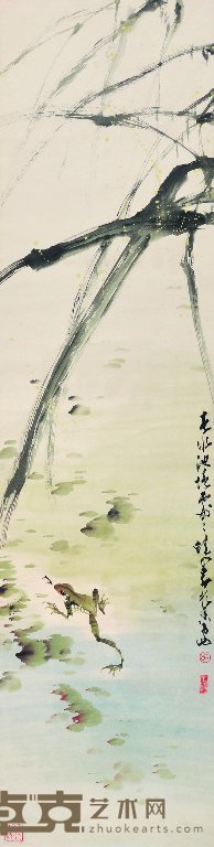 赵少昂 青水池塘处处蛙 立轴 136×34cm