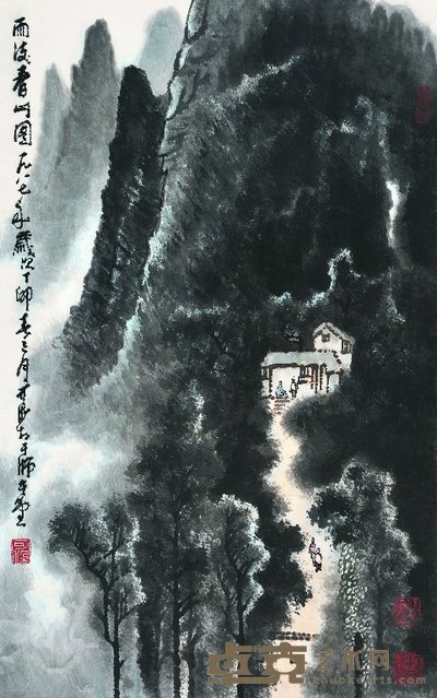李可染 1987年作 雨后春山图 镜心 68×43cm
