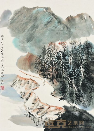 何海霞 游青城山 立轴 57×41cm