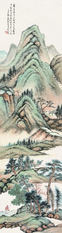 顾澐 1877年作 山林策杖图 立轴