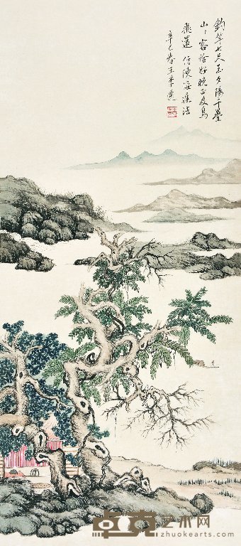 王季迁 1941年作 垂钓图 立轴 80×34.5cm