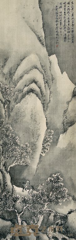 冯超然 1926年作 拟古山水 立轴 114×37cm