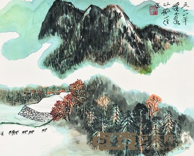 何海霞 1988年作 双榆风光 镜心 35×43cm
