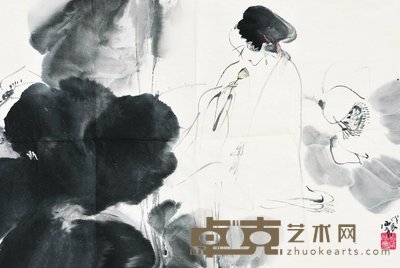 王西京 1988年作 采莲图 镜心 47×68cm
