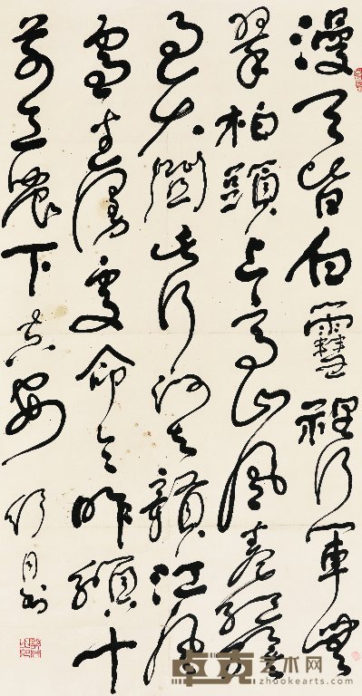 舒同 行书五言绝句 镜心 135.5×71cm