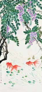 陈小翠 1948年作 翠色双鱼 立轴