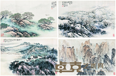 宋文治 风景 （四帧） 镜心 38.5×59.5cm×4