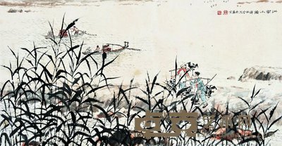 钱松嵒 江南小景 镜心 51×97cm