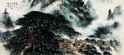 黎雄才 1983年作 松瀑图 镜心 109×246cm