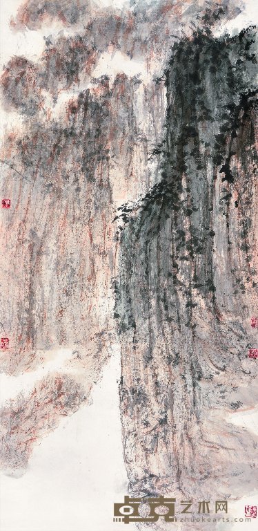 傅抱石 峡江图 立轴 140×68cm