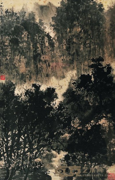 傅抱石 1963年作 丛林叠嶂 镜心 72×46cm