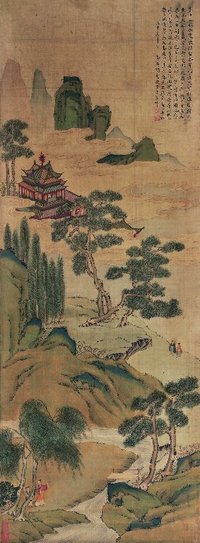 项圣谟 1656年作 青绿山水 立轴