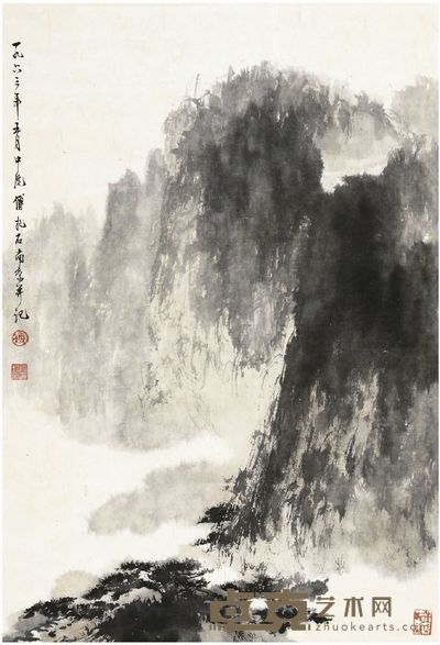 傅抱石 山水 65×45 cm