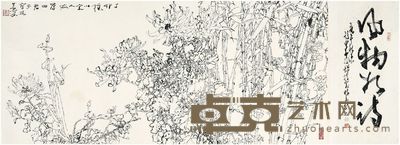 杨善琛 花卉白描 68×138 cm