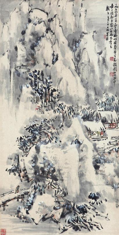 谭建丞 1979年作 寒山雪霁 立轴