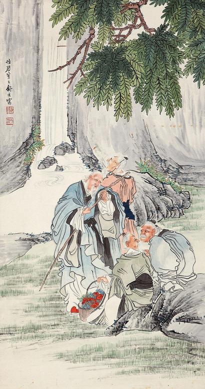 舒浩 商山四皓 立轴