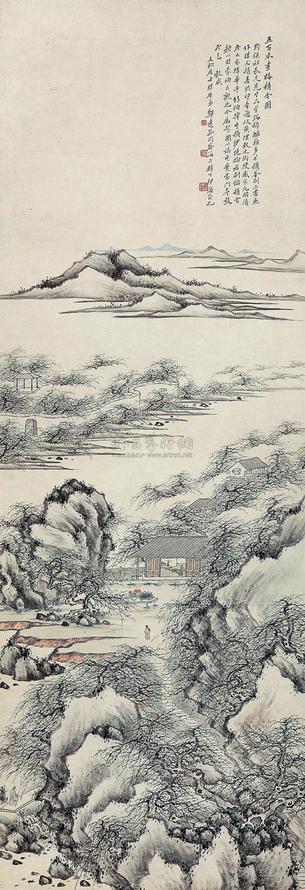 郑遗孙 1927年作 五百本画梅精舍图 立轴