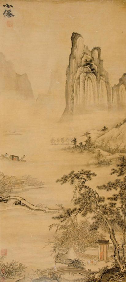 吴小仙 春江夜归图 立轴
