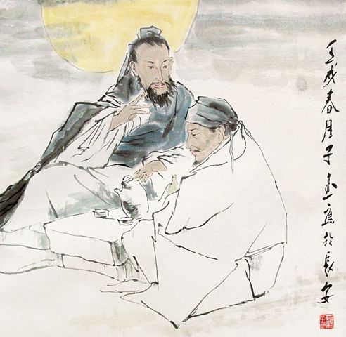 王子武 1982年作 月下对饮 镜片